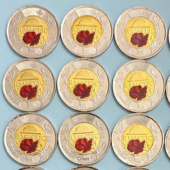 Canada 2018 Coloured 100th Anniversary Armistice 1918-2018 Roll of 25 x $2 Coins - Picture 4 of 16